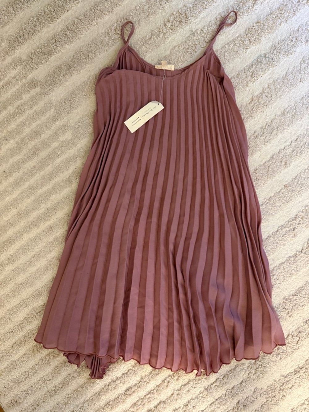 See You Monday Dusty Mauve Pleated Slip Dress